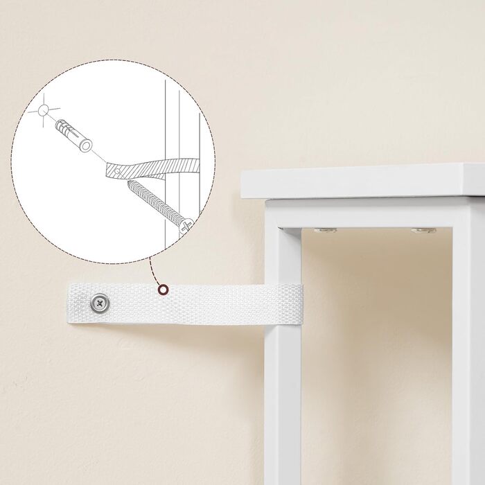 Вузький приставний столик, 3 полиці, тумбочка біля ліжка, журнальний столик із зарядною станцією, столик до дивана, столик до вітальні з місцем для зберігання, для невеликих приміщень, вітальня, спальня, білий AETWT29UE01