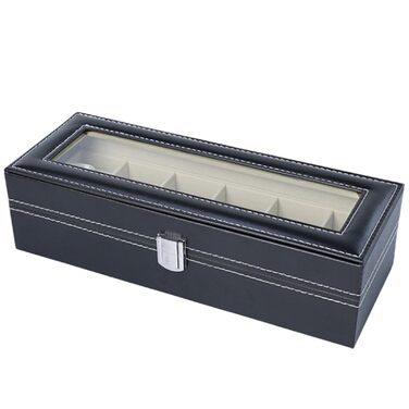 Звичайний чохол для годинника шкіра штучна, 30 x 11 x 8 см Водонепроникний чоловічий органайзер із 6 відділеннями, мяка підкладка, знімна подушечка для годинника, дорожній чохол