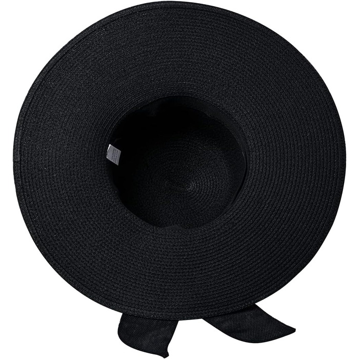 Жіноча солом&39яна капелюх-літній капелюх з бантом, пляжний капелюх, капелюх з полями, флоппі-капелюх, чорний, 56-58