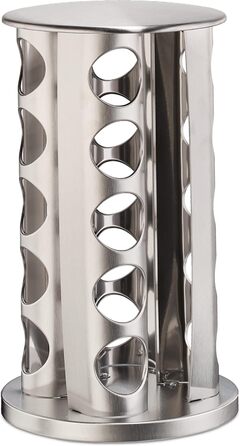 Карусель для спецій Relaxdays з 20 баночками для спецій, 40 етикетками, поворотними на 360, багаторазовими шейкерами для спецій з нержавіючої сталі, сріблястим кольором