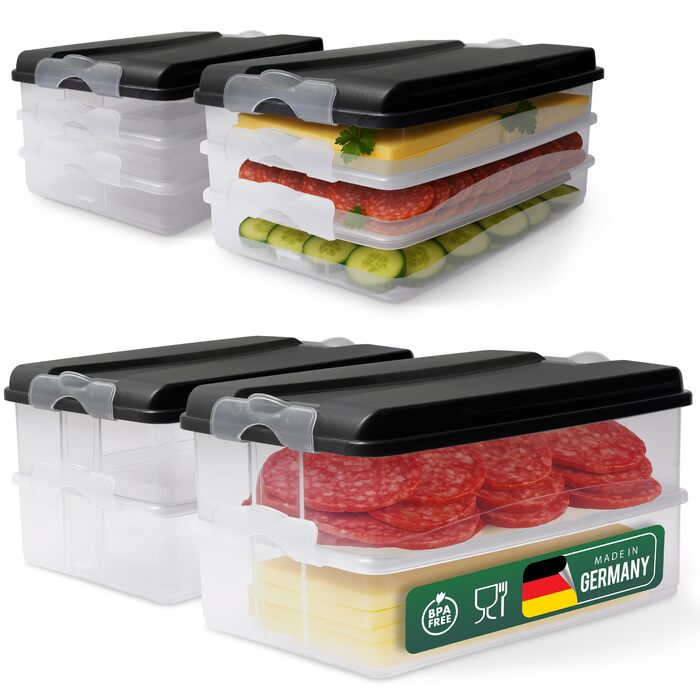 Контейнери для зберігання продуктів Novaliv (6 маленьких 4 великих 4 кришки), штабелюються для холодильника та морозильної камери, набір контейнерів для зберігання, коробка-органайзер, для м&39ясної нарізки, ковбас, сиру, фруктів, овочів, готових страв 31