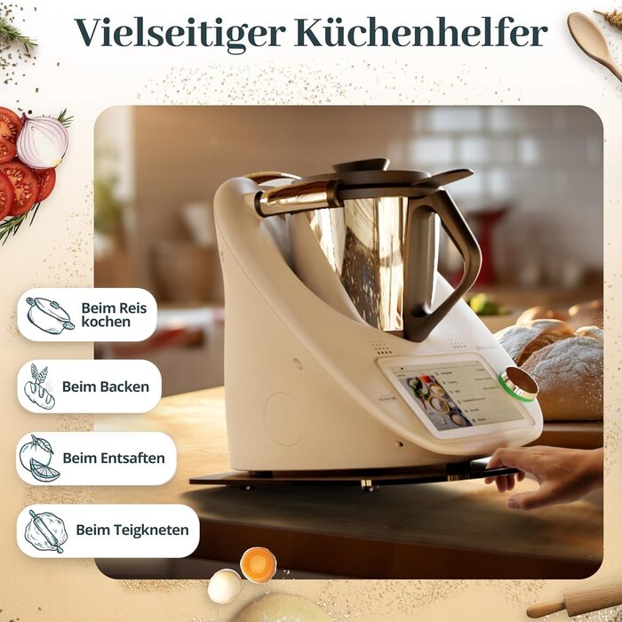 Розсувна дошка LAINFELD для Thermomix TM6 TM5 Чорне акрилове скло преміум класу Переміщення без зусиль без пошкодження ваг Роликова дошка Глайдер матовий чорний