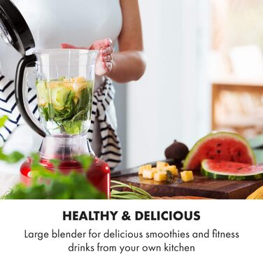 Багатофункціональний блендер Підставка Міксер Подрібнювач Кухонна терка Соковижималка Кухонний комбайн, 1000 Вт, Безступінчастий, 6 режимів, без BPA, 3 літри, 3 л мірний стакан, лопатка, червоний