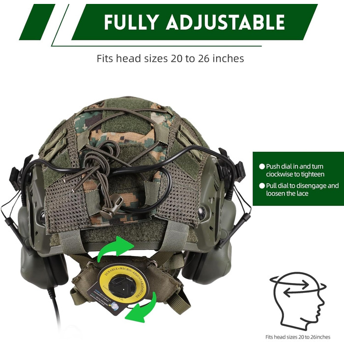 Тактичний шолом WLXW з гарнітурою 4-в-1, покращений, регульований, з чохлом для косплею CS Airsoft, військового спорядження, кольору джунглів Wargame