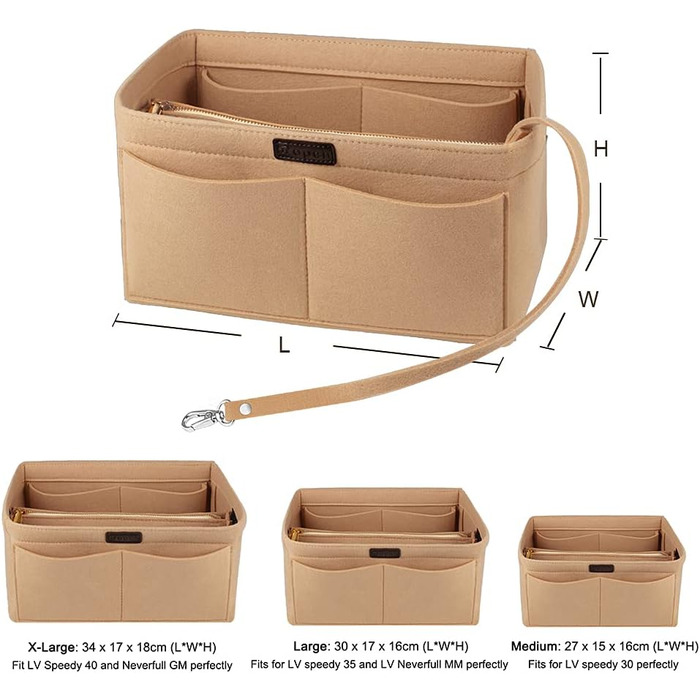 Органайзер для сумочки, органайзер для фетрової сумки, органайзер для сумки в сумці Внутрішні кишені органайзер для сумочки зі зні