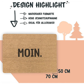 Килимок для прихожих та вулиці 50x70 см - плоский та нековзкий - Привіт. - Смішний вислів - Килимок для прихожих, який можна прати, для чистого взуття та стильного, сучасного входу