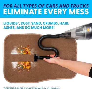 Автомобільний пилосос ThisWorx зі світлодіодним підсвічуванням - Ручний пилосос для прибирання автомобіля - 110 Вт 12 В - Адаптер