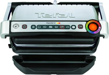 Контактний гриль Tefal OptiGrill, 6 програм, індикатор рівня приготування, знімні пластини, ручний режим, електрогриль, нержавіюча сталь, GC705D16 стандартна нержавіюча сталь-чорний