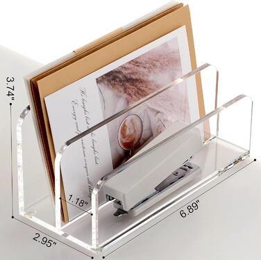Акриловий сортувальник листів SANRUI, настільний органайзер, 2 відділення, прозорий, невеликий розмір файлів, листи, офіс, документи, настільне зберігання, рахунки, конверти, офіс, дім, школа