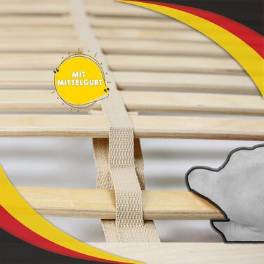 Рейкова основа ліжка Profi-Frame Slim 160x200 см Високоякісний каркас ліжка з 56 вигнутими березовими ламелями Складані дерев&39яні рейкові основи, що підходять для пружинних та пінопластових матраців. (DUAL, 160x200) DUAL 160x200