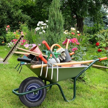 Колесо для тачки Relaxdays 4.80/4.00-8, пневматичне, сталевий диск, з віссю, запасне колесо для тачки, до 120 кг, чорно-синій