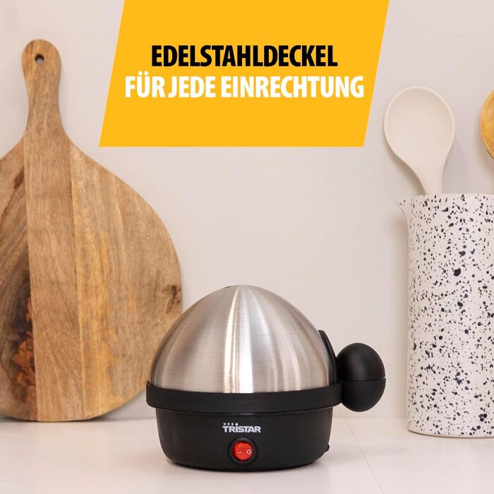 Яйцеварка Tristar EK-3076 - на 7 яєць, чорна нержавіюча сталь