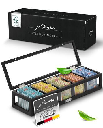 Органайзер для чайних пакетиків Amara Home & Living для шухляди, шафи, кухні та комори (на 75 чайних пакетиків) - Прозорі чайні коробки для зберігання - Коробка для зберігання як чайна скриня, контейнер для чаю та чайна полиця