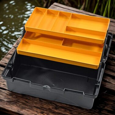 Ящик для інструментів - Порожній ящик для рибальських снастей 17&39 - Складаний та розкладний, 2 рівні - Органайзер та ящик для сортування дрібних деталей - Ящик/ящик для зберігання рибальських снастей - для шкантів, цвяхів, рибальських аксесуарів