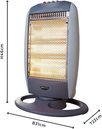 Галогенний обігрівач Bergstrm з 3 режимами нагріву макс. 1220 Вт коливання 75 захисний перемикач миттєве нагрівання після ввімкнення корпус, що не прогрівається розміри 48 x 31 x 22 см