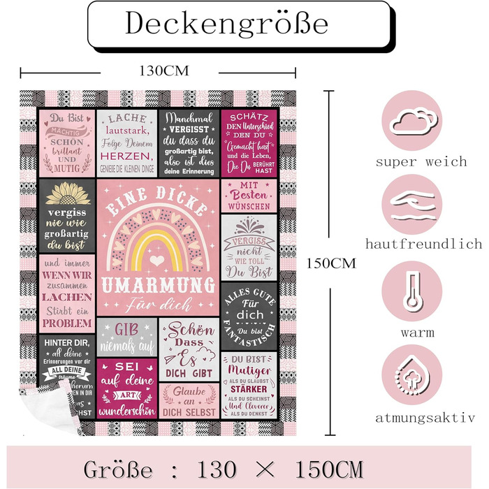 Подарунки для найкращих друзів, подарунок на день народження для найкращих друзів, подарунки на ковдру-обійми для дівчини, подарунки для жінок, сестри, колеги, дружини та матері на ковдру на день народження 130x150 см ОБІЙМИ 150x130 см