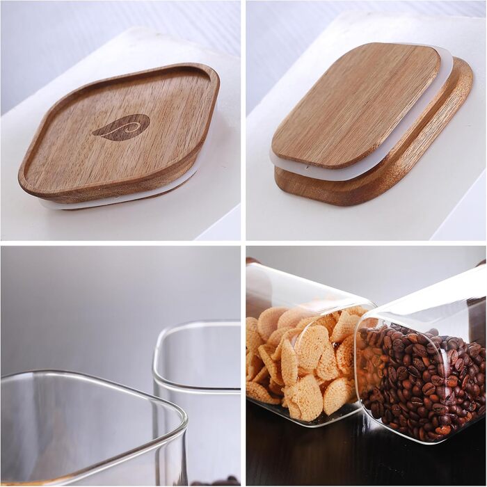 Набір з 6 шт. абельованих банок для зберігання DropD&39olio з дерев&39яними кришками стильне та безпечне зберігання, яке стало простішим