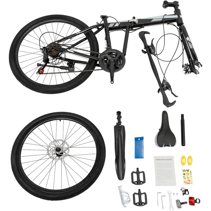 Дюймовий складний велосипед - легкий складний гірський велосипед для дорослих з передніми та задніми дисковими гальмами та 21-швидкісною коробкою передач, 26-