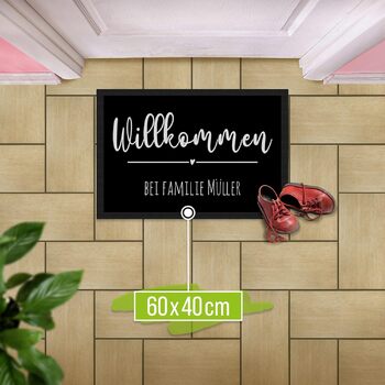 Персоналізований килимок для дверей з принтом королівського кольору та одним рядком власного тексту - Вітальне серце - Подарунки на новосілля Нековзний, 60x40 см з гумовим краєм