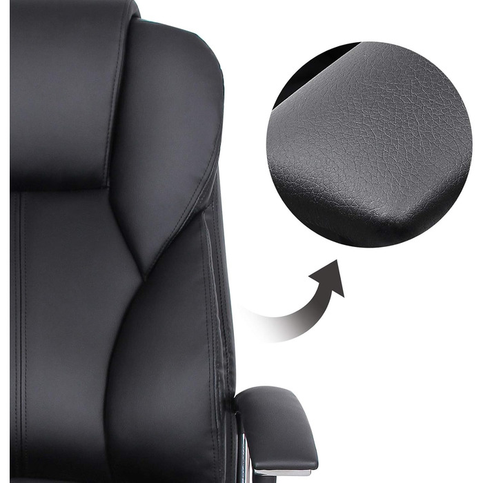 Офісне крісло SONGMICS, крісло керівника, обертове крісло, комп&39ютерне крісло, регульована висота, м&39яке, OBG57B чорного кольору