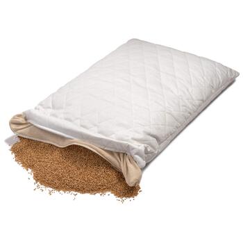 Подушка GIRAFFENLAND з органічного проса 40x80 см, стьобана біла, з додатковою органічною вставкою 40x80 см Plus