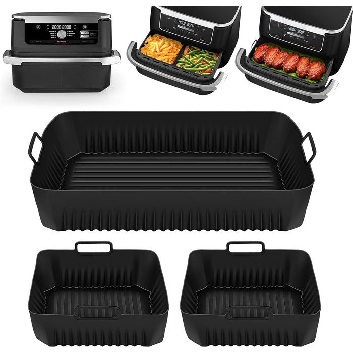 Аксесуари для фритюрниці Ninja Foodi Flexdrawer AF500 10.4 л, силіконова форма для аксесуарів для фритюрниці, аксесуари для фритюрниці з силіконовою вставкою для двозонної фритюрниці (110.4 л і 25.2 л)