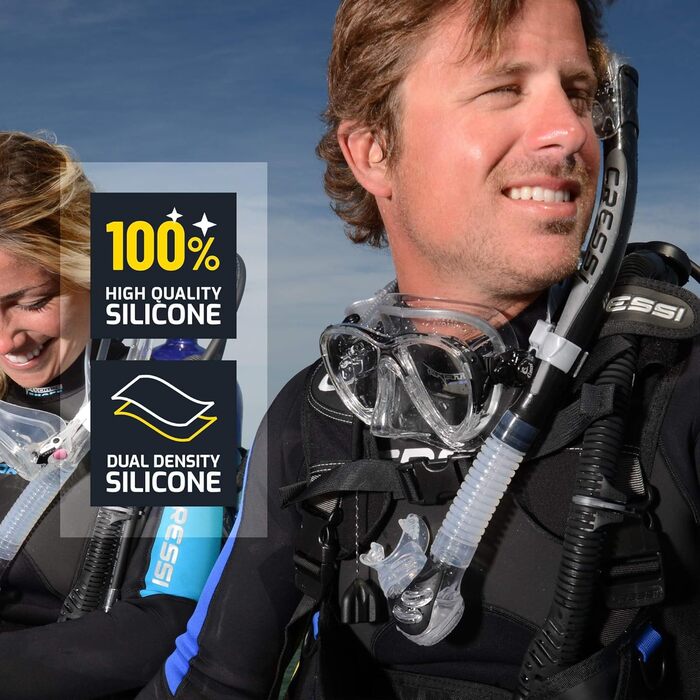 Маска для підводного плавання Cressi Big Eyes Evolution - Окуляри для дайвінгу для дорослих - Мінімальний внутрішній об&39єм - Набір швидкорегульованих пряжок, прозорий/жовтий