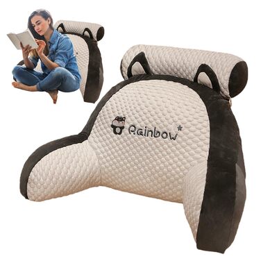 Приліжкова подушка для читання, м&39яка подушка з підлокітниками Надзвичайно зручна підтримка спини, ергономічна подушка. Для читання, гри або перегляду телевізора. 50x70 см, рисова хаскі