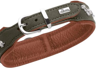 Нашийник для такси Мюнхен, колір коньяк/чорний, шкіра, вишукані декоративні елементи для такс, м'який та міцний, не пошкоджує шерсть, розкішний, екологічно виготовлений, стійкий, вироблено в Німеччині, розмір 32 коньяк/чорний 32