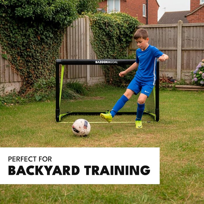 Ворота BazookaGoal Original Solid Frame Pop-Up - Складані міні-футбольні ворота для дітей та дорослих - Портативні футбольні ворота - Легке складання та стійкість 1,20 x 0,75 м Чорний колір