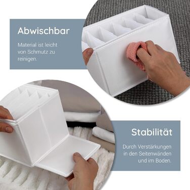 Набір органайзерів 11 надвисоких відділень для дитячого одягу, шкарпеток та підгузків Система організації пеленального столика міцна та миється, підходить для будь-якого пеленального столика та шухляди білий Розмір 4 шт. XS Білий 4 шт. XS