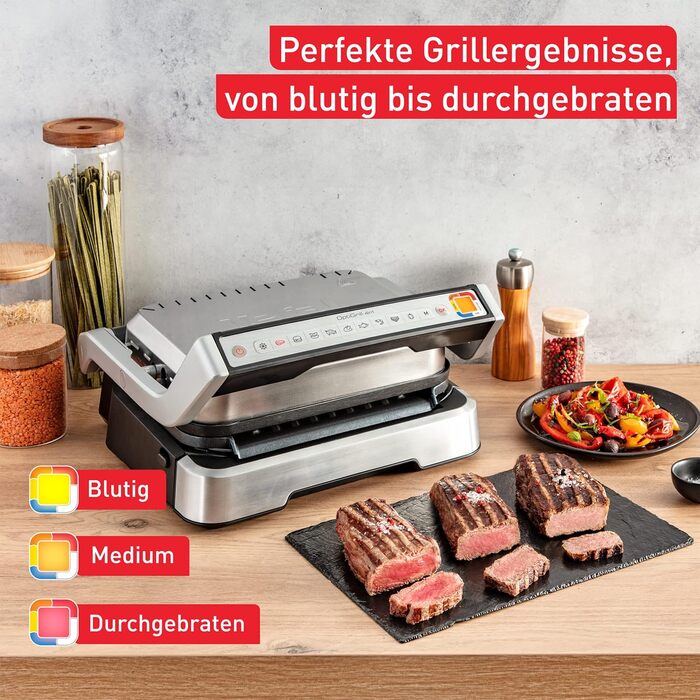 Контактний гриль Tefal OptiGrill 4-в-1 Tipp-Kick Edition, гриль/барбекю/духовка/повноцінний обід, 9 автоматичних програм, включаючи деко для випікання та гру Tipp-Kick, Silver, GC774D.TK
