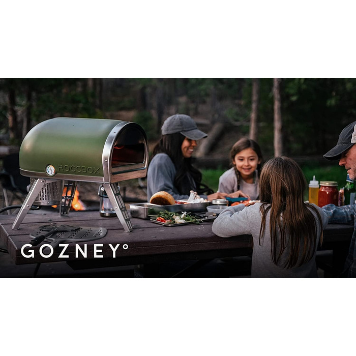 Мобільна вулична піч для піци Roccbox By Gozney для дому - з професійною шкіркою для піци - з газовим живленням і кам'яною плитою - вбудованим термометром і термостійким силіконовим покриттям