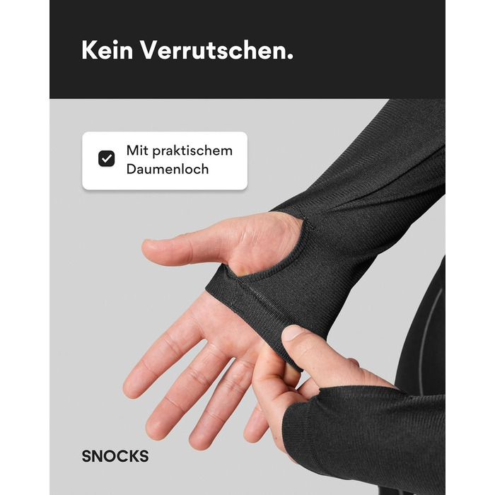 Чоловіча термобілизна Snocks - надзвичайно тепла, щільно прилягає, швидковисихаюча та дихаюча - розміри S-3XL - лижна білизна, функціональна білизна, чорна з отворами для великих пальців