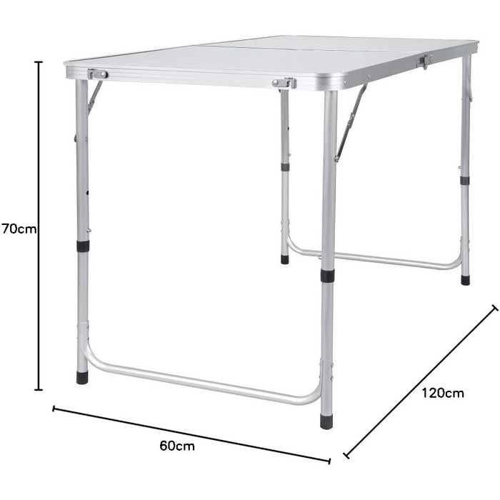 Портативний алюмінієвий розкладний стіл, 120 см, для вечірок, садів, барбекю, кемпінгу, 3 регульовані висоти, легкий алюмінієвий розкладний стіл для пікніків на свіжому повітрі, приготування їжі, розміри в розкладеному вигляді 120 x 60 x 70/62/55 см