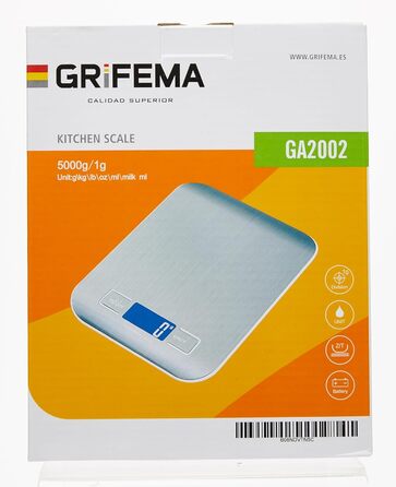 Кухонні ваги GRIFEMA з нержавіючої сталі, високоточні цифрові ваги 1г-5000г з РК-дисплеєм, функція тари, 6 одиниць вимірювання, ба