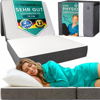 Розкладний матрац розкладний гостьовий матрац товщина 14 см та зручний H3 розкладний матрац, що економить місце дорожнє ліжечко для дорослих рейтинг ДУЖЕ ДОБРЕ згідно зі стандартом Oeko-Tex чохол, який можна прати 75 x 195 см сірий білий односпальний матр