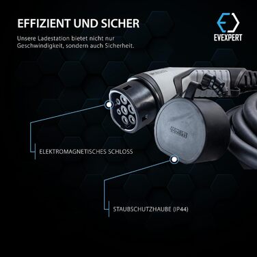 Зарядний кабель EVEXPERT Type 2 Schuko, Eveline Max I/II, 3,7-22кВт Smart EV зарядний пристрій та мобільна зарядна станція для еле