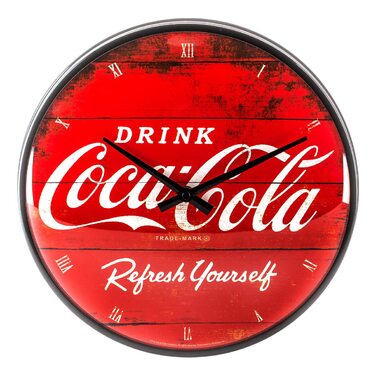 Ретро-настінний годинник Nostalgic-Art, Ø 31 см, Coca-Cola Logo Red Refresh Yourself