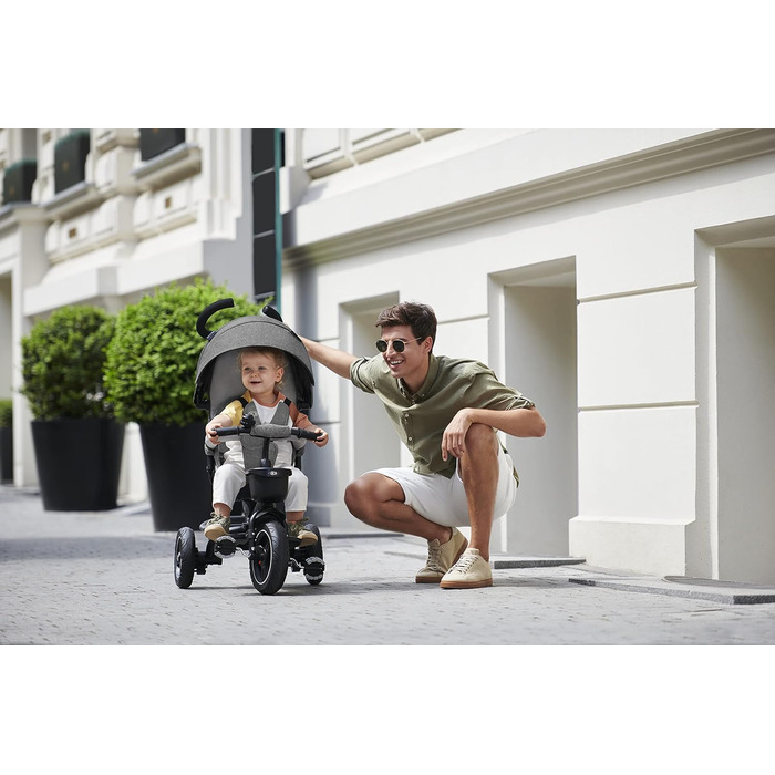 Триколісний велосипед Kinderkraft SPINSTEP від 1 року з ручкою, водонепроникний навіс з фільтром UPF50, сидіння, що обертається на