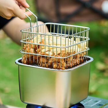 Набір посуду з нержавіючої сталі для кемпінгу, багатофункціональний, для смаження, приготування їжі на свіжому повітрі та портативного спорядження для кемпінгу, походів, нержавіюча кемпінгова плита