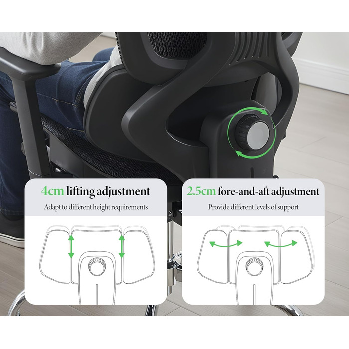 Ергономічне офісне крісло, стілець для роботи з функцією гойдання, регульована висота, виготовлений з сітчастої тканини, обертове крісло для навчання, офісу, домашнього офісу, чорний колір