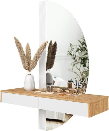Туалетний столик Vicco Melisa, дуб/білий, 120 см зі світлодіодним підсвічуванням Білий зі світлодіодним дзеркалом