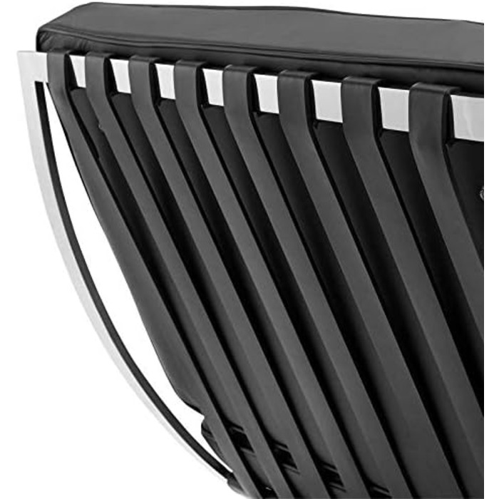 Сучасне шкіряне крісло преміум-класу для вітальні з полірованою каркасом з нержавіючої сталі (чорного кольору)