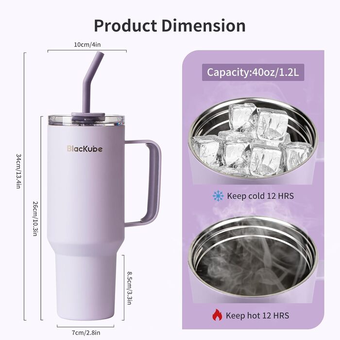 Пляшка для пиття Blackube 1200 мл з кришкою та соломинкою, чашка з кришкою та соломинкою, герметична, велика металева пляшка для п