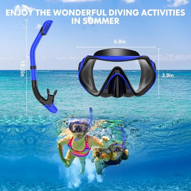 Набір для дорослого з маскою для підводного плавання, комплект для підводного плавання з маскою проти запотівання та сухим снорклінгом, професійна маска для підводного плавання із загартованого скла, синійжовтий