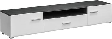 Модульна настінна шафа для вітальні SOLIDO Twin, стінка під телевізор, білий глянець