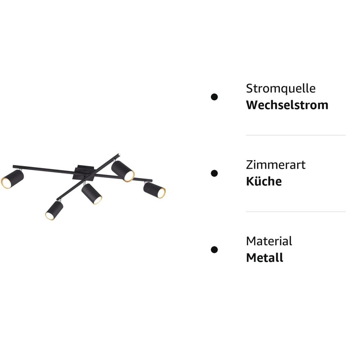 Підвісний світильник Trio Leuchten Marley 312400432, металевий чорний матовий, підвісний 4-світловий, крім 1 x GU10 (стельовий світильник 5 світильників)
