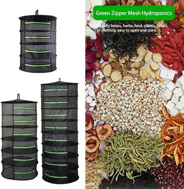 Сушильна сітка для трав, 4-х шарова сушарка для рослин Сушильна стійка на блискавці, складна підвісна Підходить для сушіння сухоцв