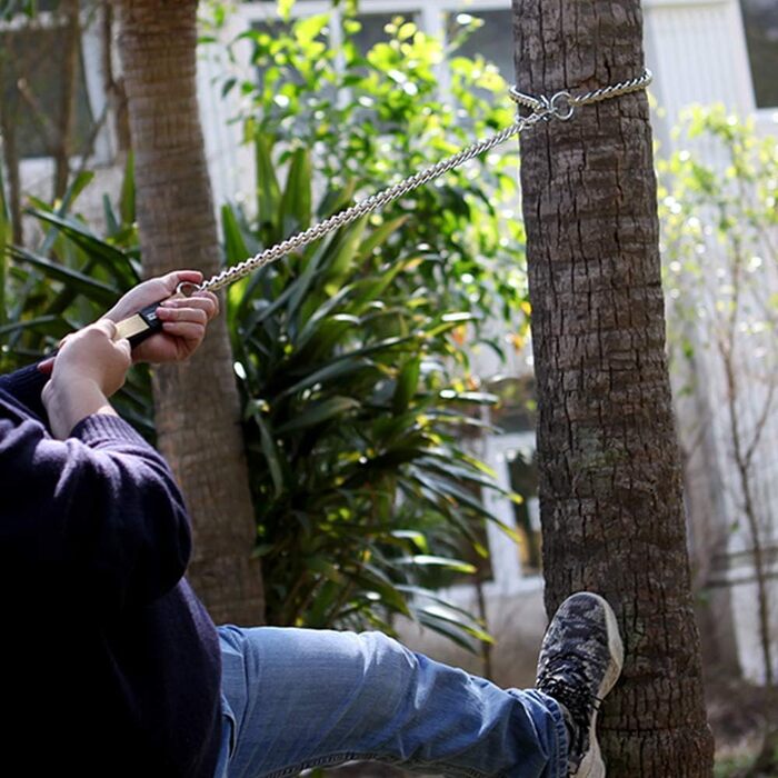 Ланцюговий повідок для собак Tspro, міцний проти укусів, з м'якою ручкою, металевий ланцюг для середніх та великих собак, з D-кільцем з нержавіючої сталі, анти-гризучий, сірий (3 мм, 110 см)